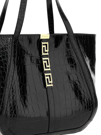 Shop Versace Greca Goddess Large Shopping Bag In Black