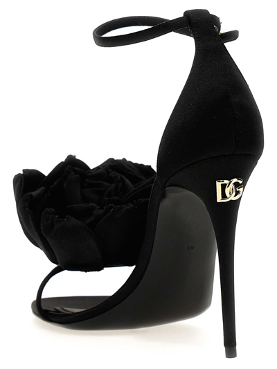 Shop Dolce & Gabbana Keira Satin Heel Sandals In Negro