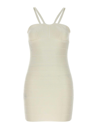 Shop Herve Leger Icon Dress In Blanco