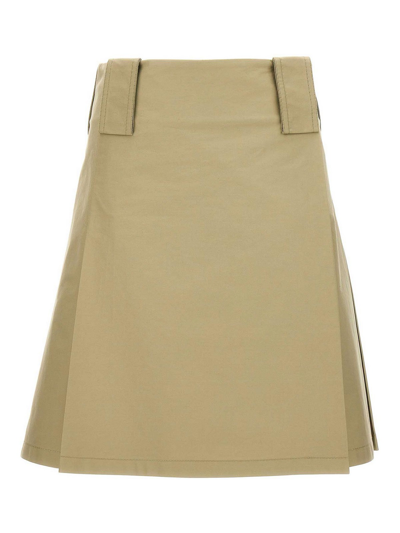 Shop Burberry Pleated Skirt In Beige