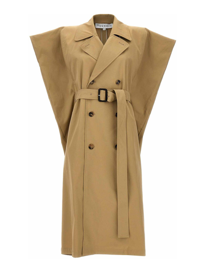 Shop Jw Anderson Sleeveless Double-breasted Trench Coat In Beige