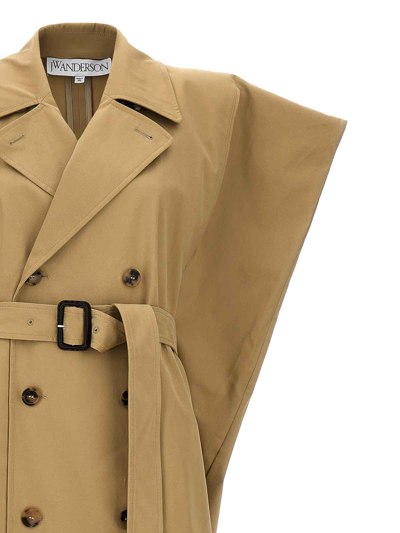 Shop Jw Anderson Sleeveless Double-breasted Trench Coat In Beige