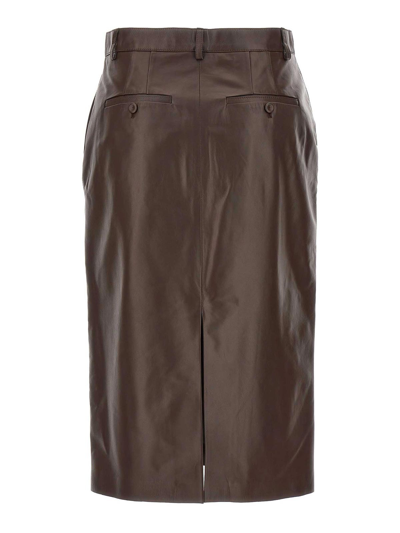 Shop Lanvin Leather Skirt In Brown