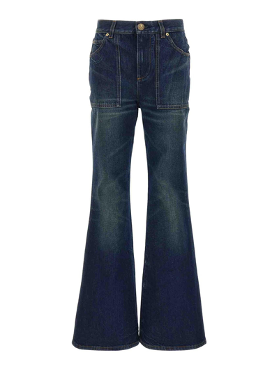 Shop Balmain Vintage Bootcut Jeans In Blue