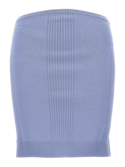 Herve Leger Hervé Léger Mix Zipped Knitted Skirt In Light Blue