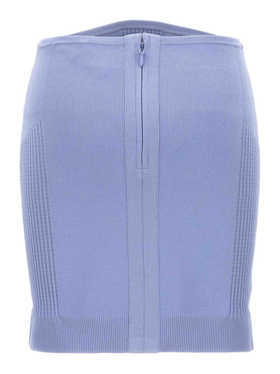 Shop Herve Leger Mix Skirt In Light Blue