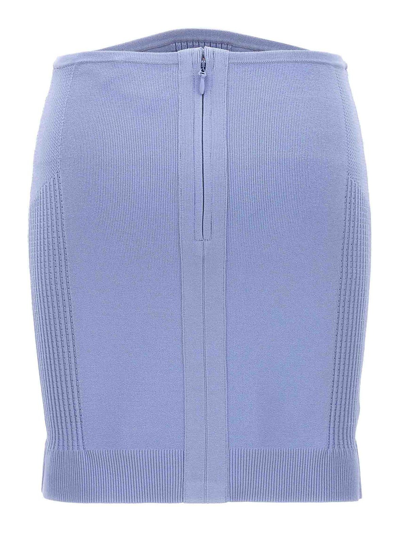 Herve Leger Hervé Léger Mix Zipped Knitted Skirt In Light Blue