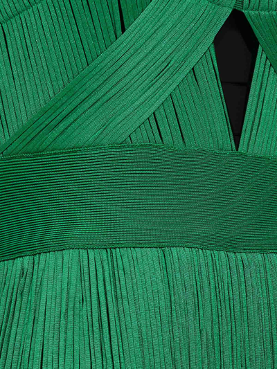 Shop Herve Leger Fringed Dress In Green