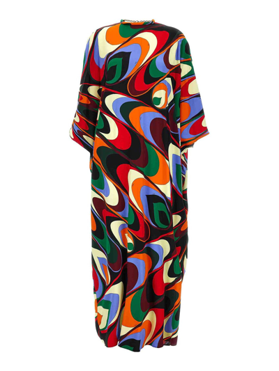 Shop Emilio Pucci Onde Print Kaftan Dress In Multicolour
