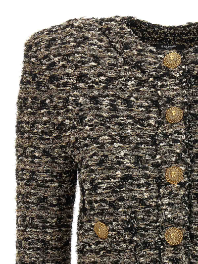 Shop Balmain Lurex Tweed Jacket In Multicolour
