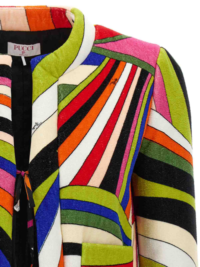 Shop Emilio Pucci Pattern Short Terry Jacket In Multicolor