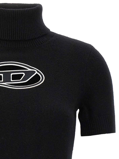 Diesel Short Sleeve Sweater Dress With High Neck In Black