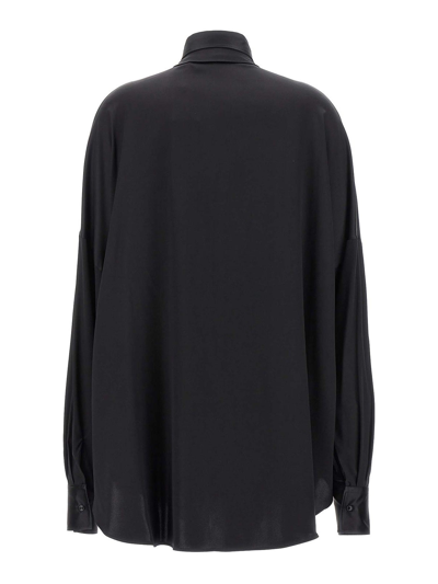 Shop Ermanno Scervino Pussy-bow Silk Shirt In Black
