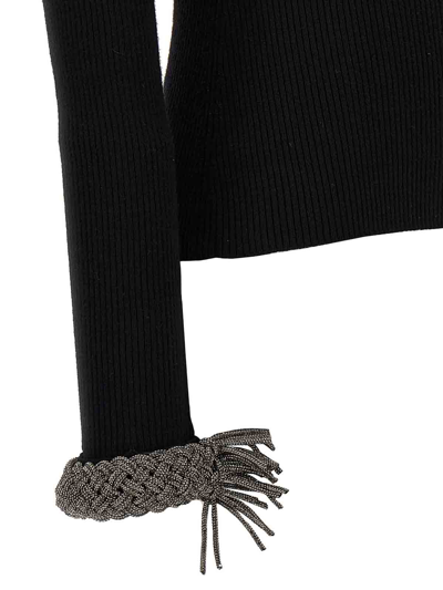 Shop Giuseppe Di Morabito Jewel Cuffs Sweater In Negro