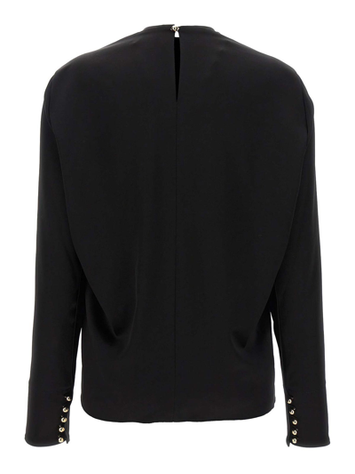 Lanvin Draped Long-sleeved Blouse In Black