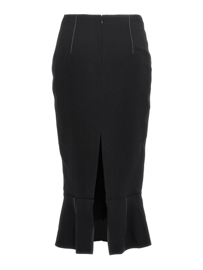 Marni Flounce Hem Midi Skirt With High Waist In Negro