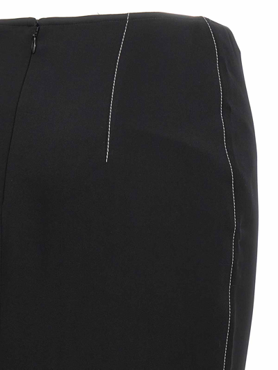 Marni Flounce Hem Midi Skirt With High Waist In Negro