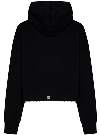 Shop Givenchy Black Brushed Cotton Cropped Hoodie In Negro