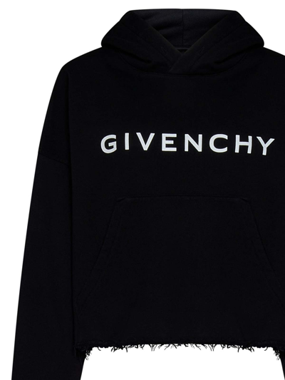 Shop Givenchy Black Brushed Cotton Cropped Hoodie In Negro