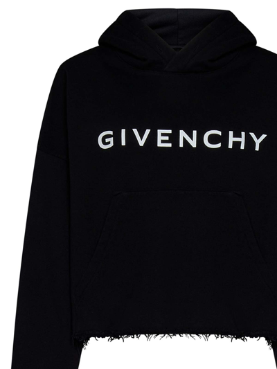 Givenchy Cropped Hoodie With Logo Print In Negro