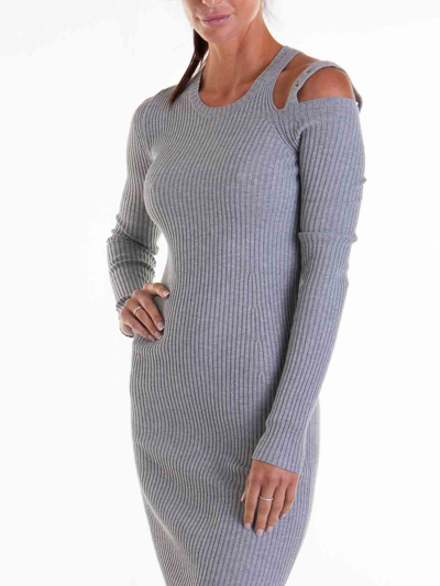Blumarine Viscose Midi Dress In Grey