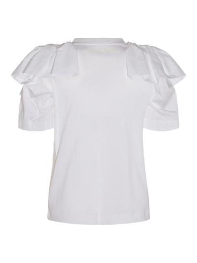 Alexander Mcqueen Alexander Mc Queen T Shirt With Ruffles In Blanco