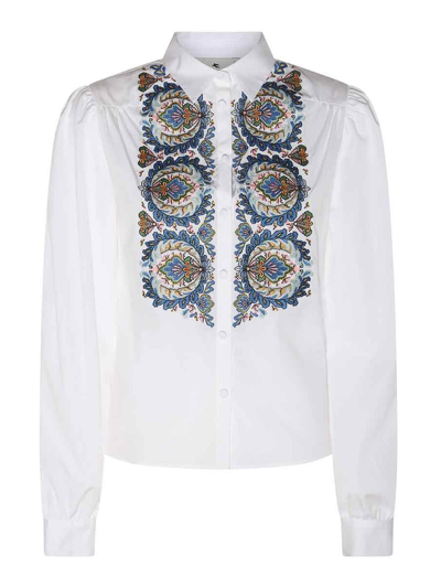 Shop Etro White Multicolour Cotton Shirt