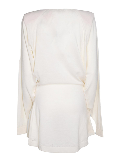 Shop Attico Ivory Wool Mini Dress In White