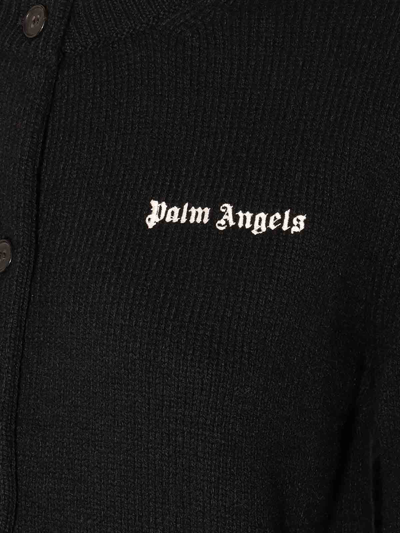 Shop Palm Angels Black And White Viscose-wool Blend Cardigan