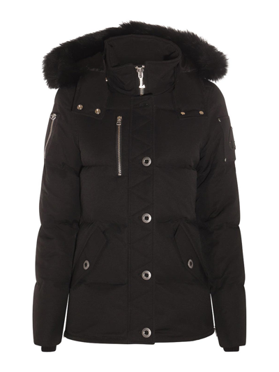 Moose Knuckles Women's "3q Canvas Down Jacket With Shear In Black