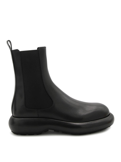 Jil Sander 30mm Leather Ankle Boots In Black