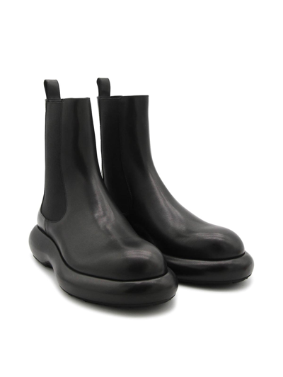 Jil Sander 30mm Leather Ankle Boots In Black