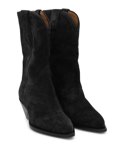 Isabel Marant Ankle Boots In Luxurious Calf Velvet Leather With Sleek Design And Quality Finish In Black