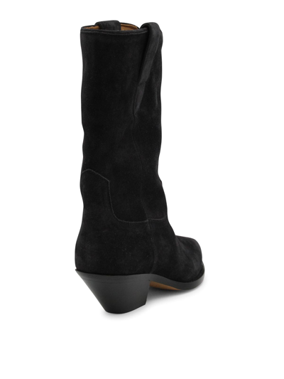 Isabel Marant Ankle Boots In Luxurious Calf Velvet Leather With Sleek Design And Quality Finish In Black