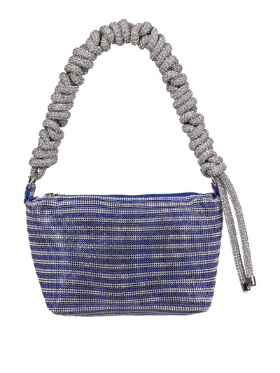 Shop Kara Crystal Mesh Phone Cord Shoulder Bag In Blue