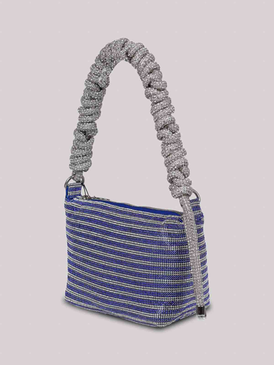 Shop Kara Crystal Mesh Phone Cord Shoulder Bag In Blue