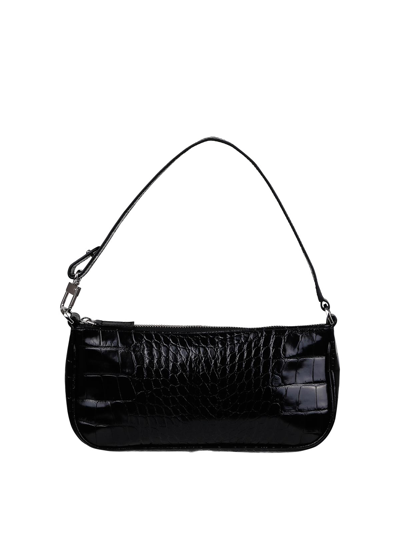 Shop By Far Rachel Crocodile Effect Shoulder Bag In Black