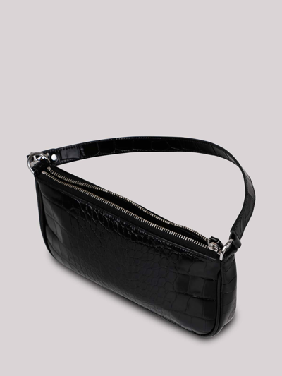 Shop By Far Rachel Crocodile Effect Shoulder Bag In Black