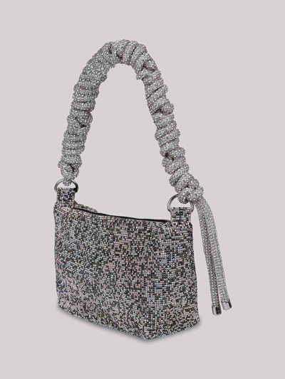 Kara Structured Rhinestone Shoulder Bag With Woven Jewel Handle In Black