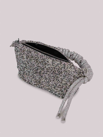 Kara Structured Rhinestone Shoulder Bag With Woven Jewel Handle In Black