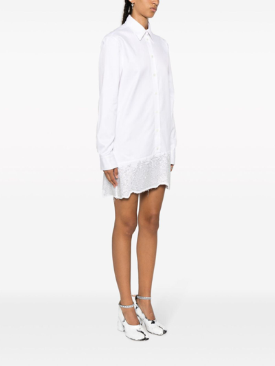 Shop Jw Anderson Rystal-embellished Cotton Shirtdress In Blanco