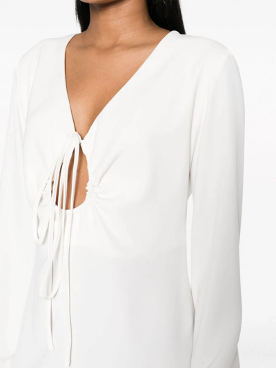 Shop P.a.r.o.s.h Tie-fastening V-neck Midi Dress In White