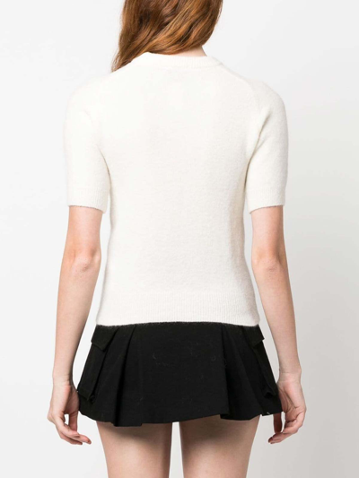 Shop Patou Logo-intarsia Knitted Top In White