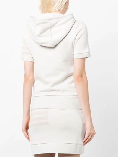 Shop Thom Browne 4-bar Short-sleeve Hoodie In White