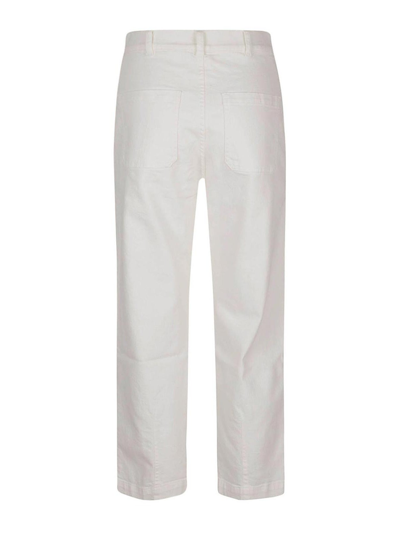 Shop Eleventy Denim Trousers With Pleats In White