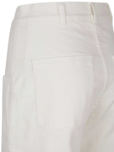 Shop Eleventy Denim Trousers With Pleats In White