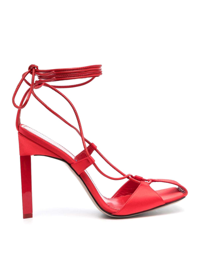 Shop Attico Adele 105mm Lace-up Sandals In Rojo