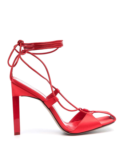 Attico Adele 105mm Lace-up Sandals In Rojo