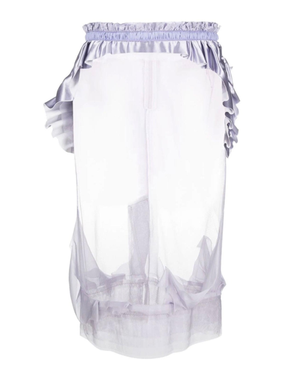 Shop Maison Margiela Semi-sheered Ruffled Midi Skirt In Púrpura Claro