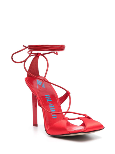Shop Attico Adele 105mm Lace-up Sandals In Rojo